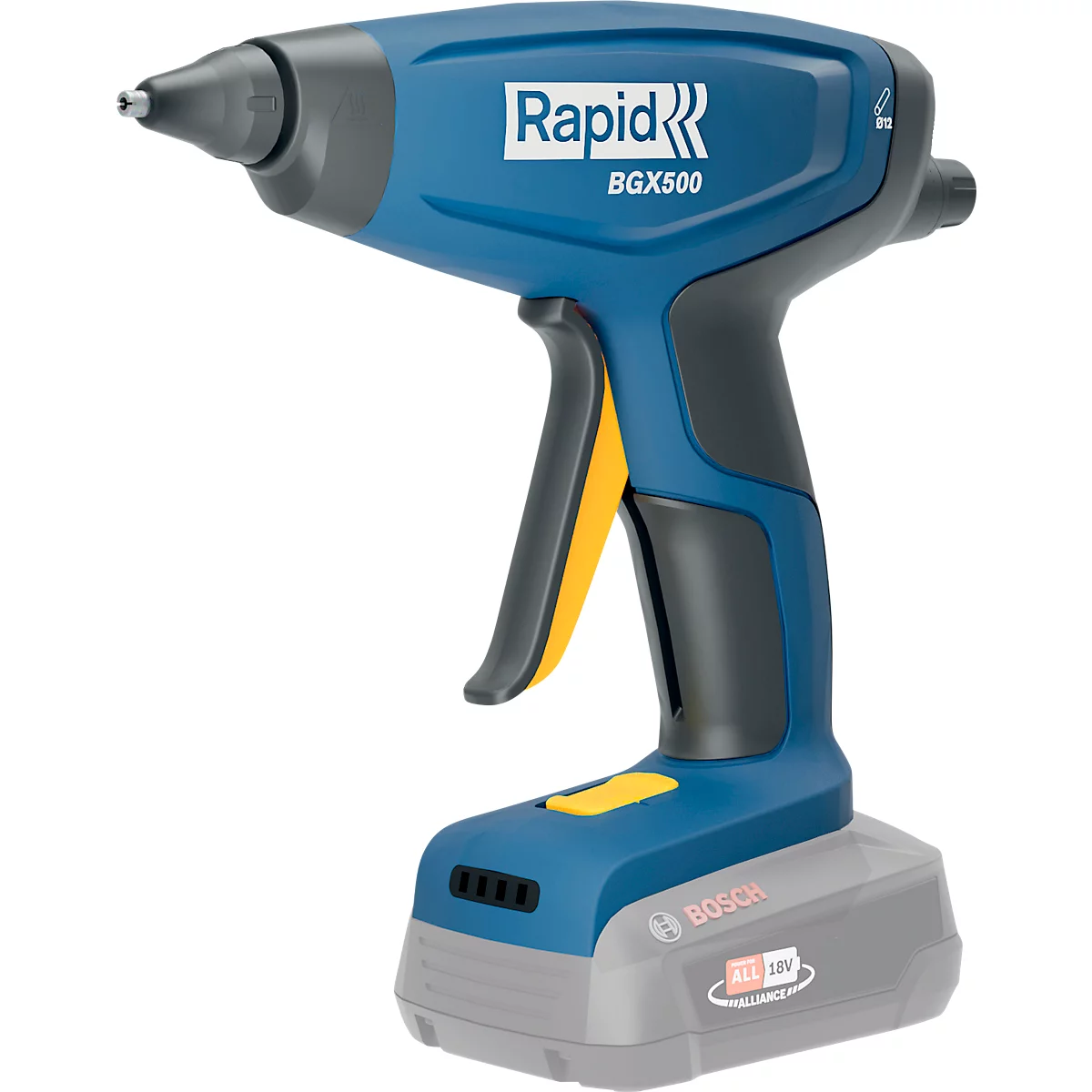 Lijmpistool Rapid BGX500, LED-display, ergonomische handgreep, incl. 2 lijmsticks, zonder oplaadbare batterij