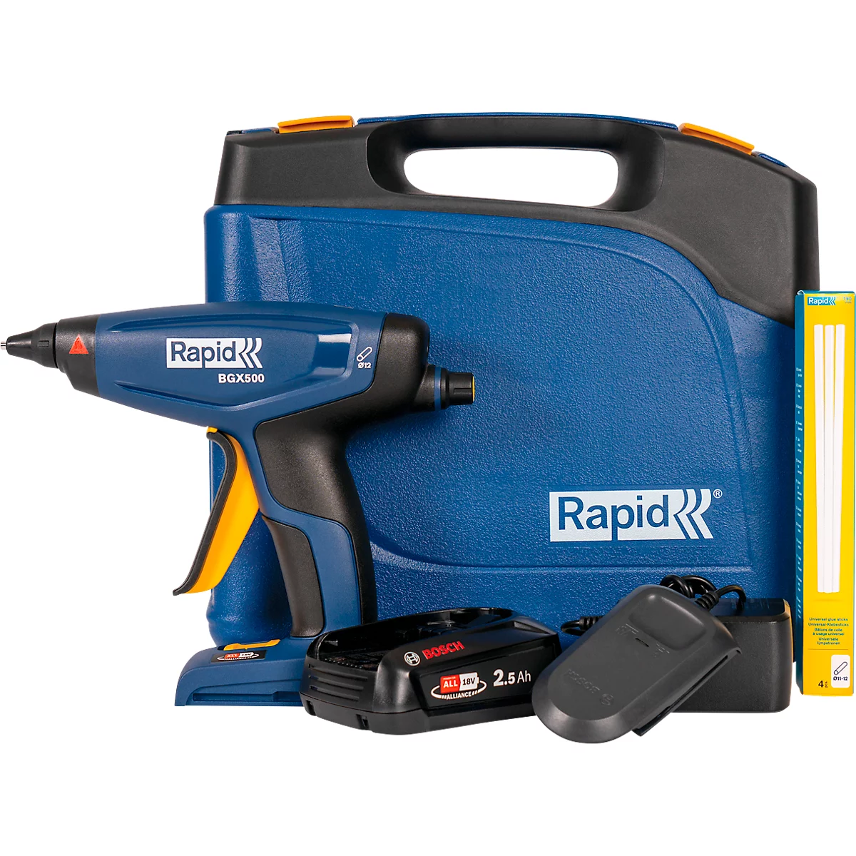 Lijmpistool Rapid BGX500 set, LED-display, ergonomische handgreep, incl. Bosch oplaadbare accu