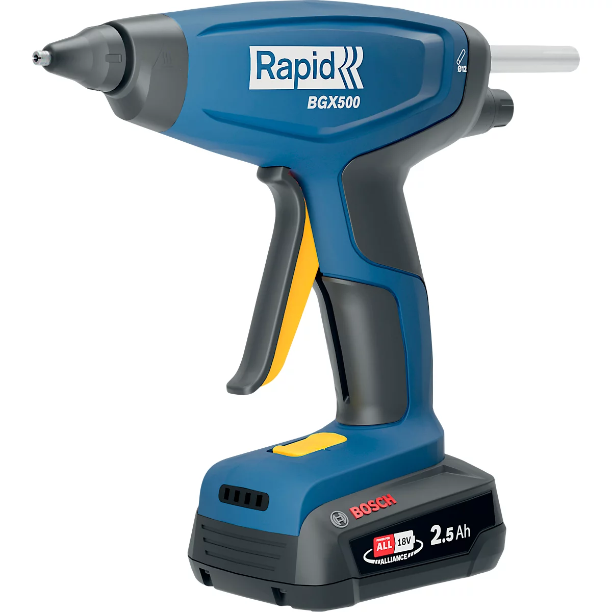 Lijmpistool Rapid BGX500 set, LED-display, ergonomische handgreep, incl. Bosch oplaadbare accu