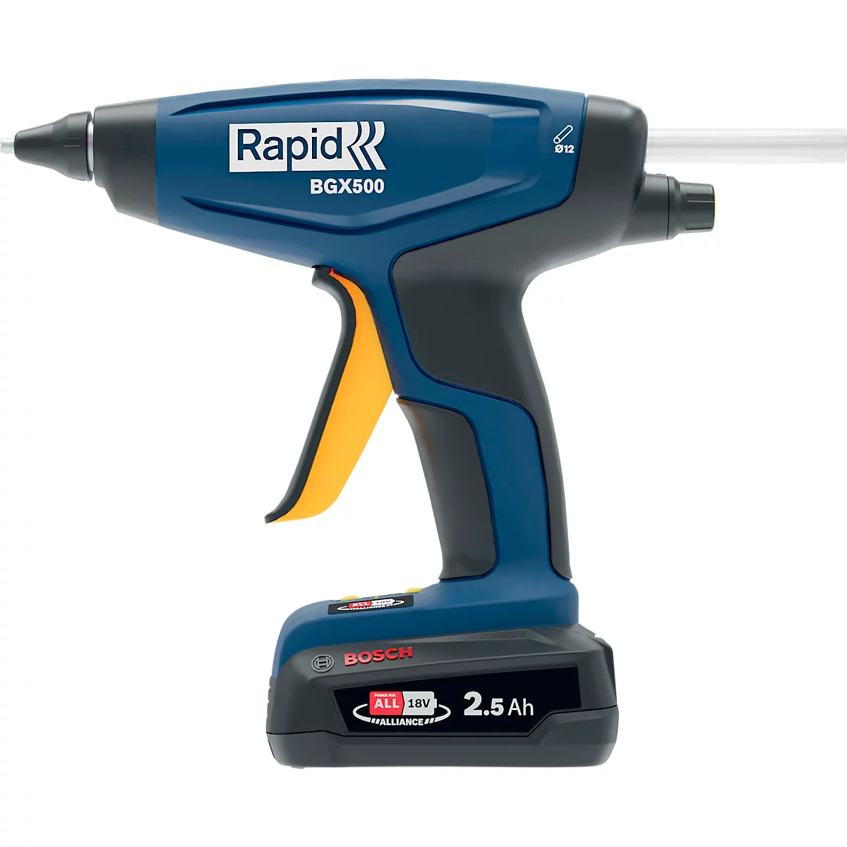Lijmpistool Rapid BGX500 set, LED-display, ergonomische handgreep, incl. Bosch oplaadbare accu