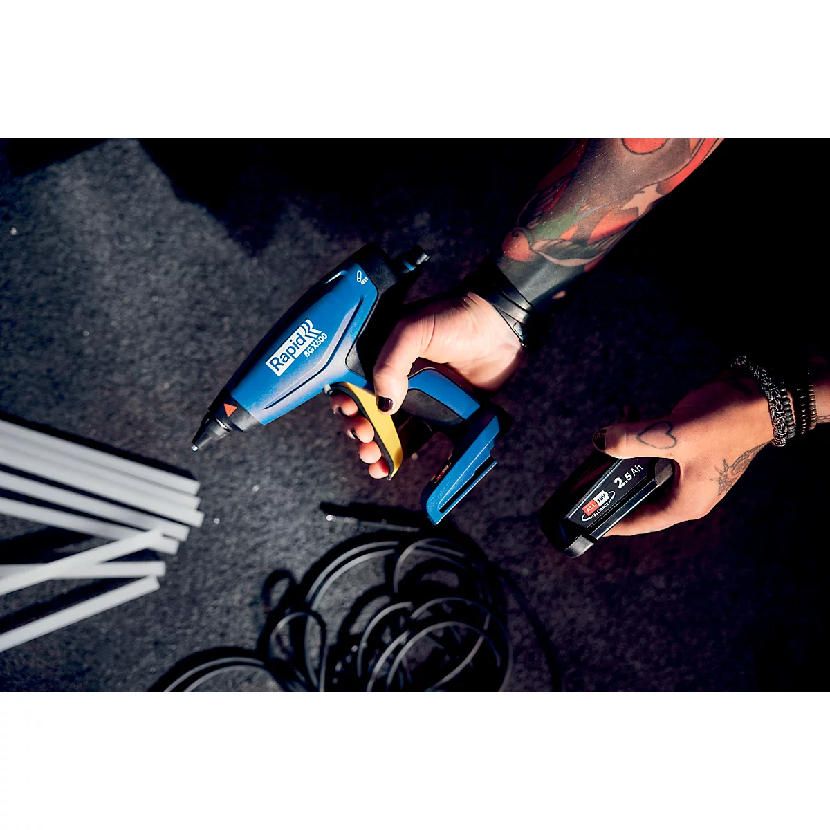 Lijmpistool Rapid BGX500 set, LED-display, ergonomische handgreep, incl. Bosch oplaadbare accu
