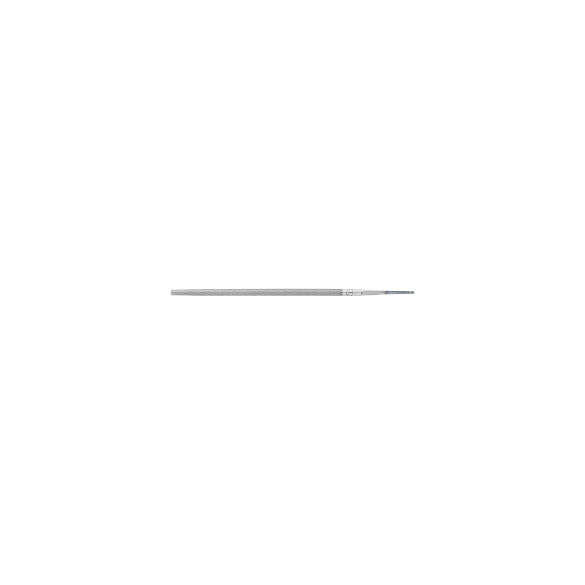 Stylo, gris. Le produit a un corps métallique étroit.