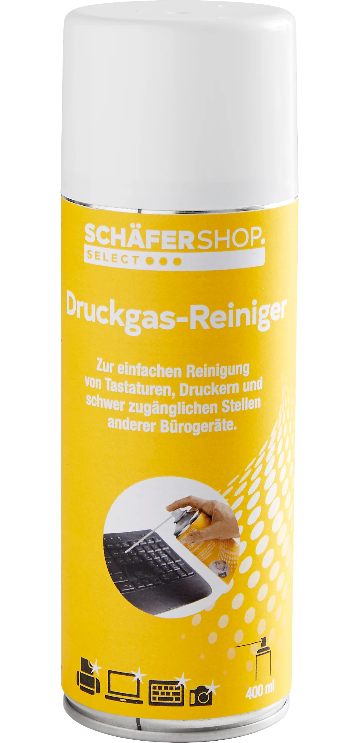 Limpiador de gas comprimido Schäfer Shop Select, para pequeños aparatos electrónicos, inflamable, 400 ml en bote de spray