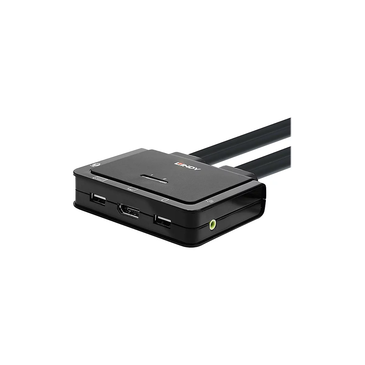 Lindy 2 Port DisplayPort 1.2, USB 2.0 & Audio Cable KVM Switch - KVM-/Audio-Switch - 2 Anschlüsse