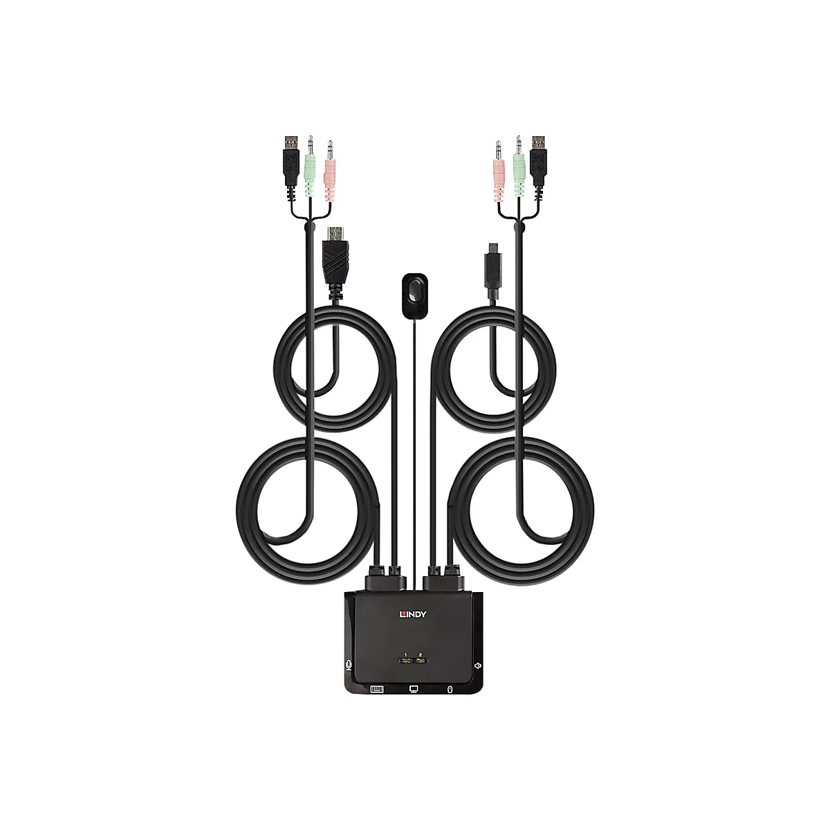 Lindy 2 Port HDMI 18G, USB Type C, USB 2.0 & Audio Cable KVM Switch - KVM-/Audio-Switch - 2 x KVM/Audio - 1 lokaler Benutzer - Desktop