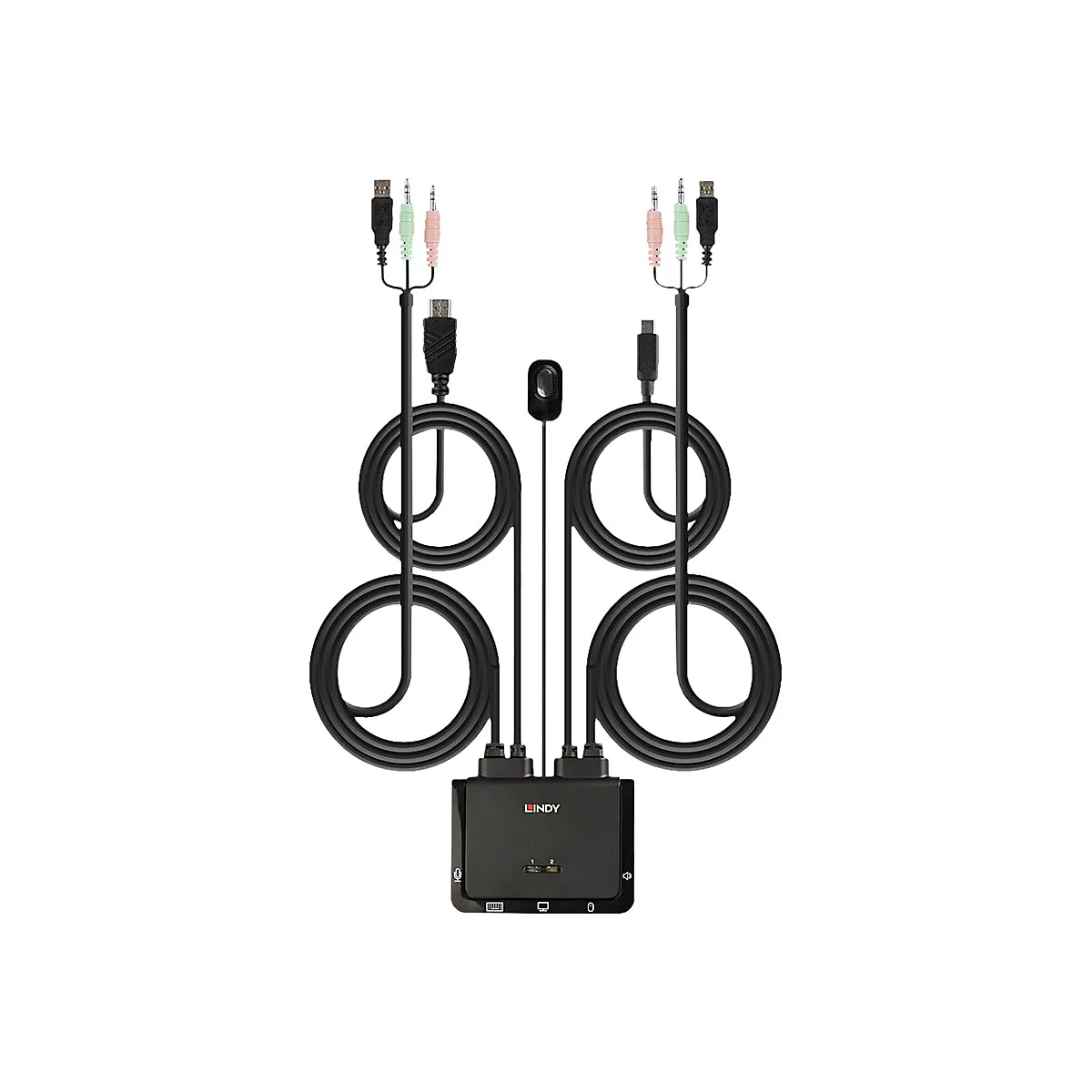 Lindy 2 Port HDMI 18G, USB Type C, USB 2.0 & Audio Cable KVM Switch - KVM-/Audio-Switch - 2 x KVM/Audio - 1 lokaler Benutzer - Desktop
