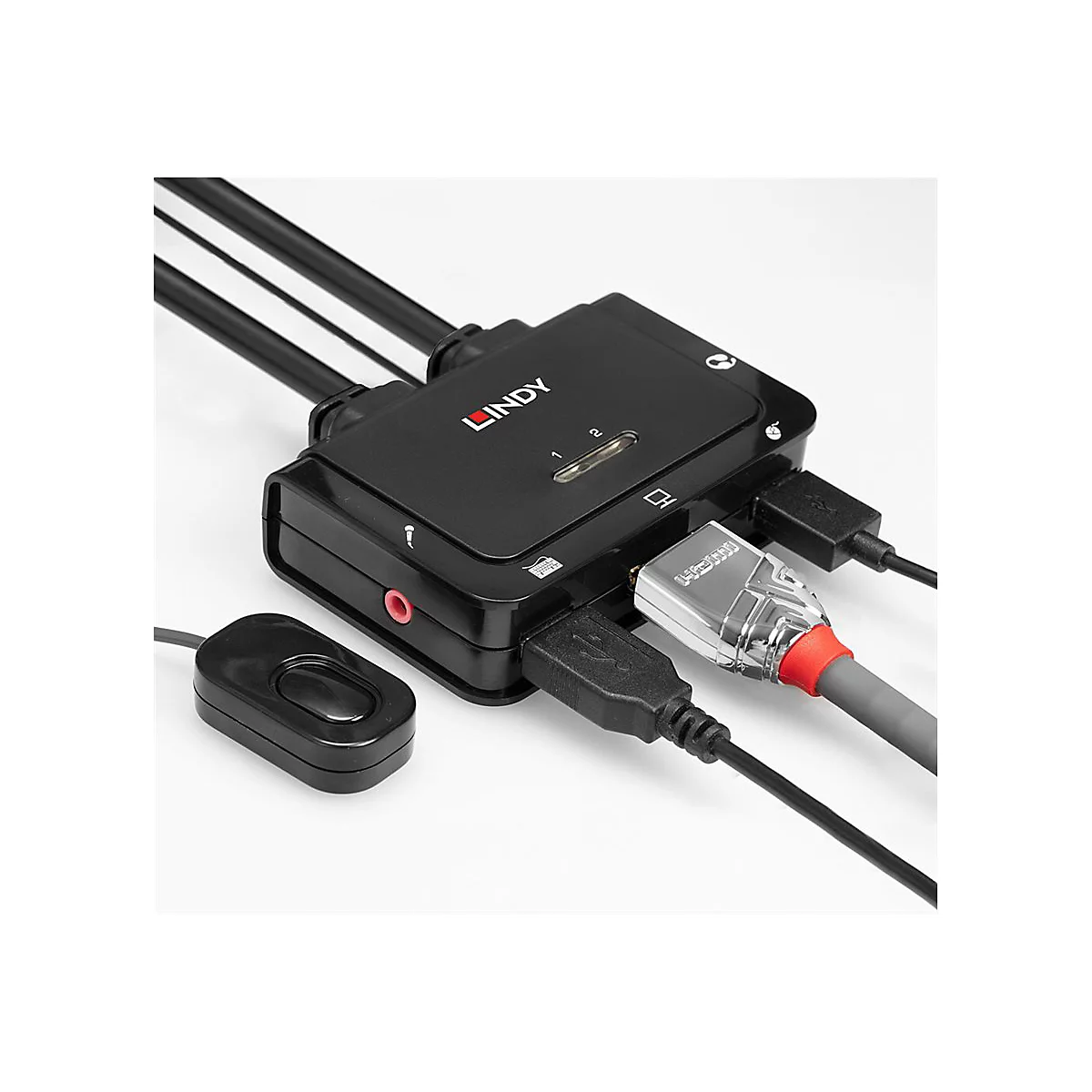 Lindy 2 Port HDMI 2.0, USB 2.0 & Audio Cable KVM Switch - KVM-/Audio-Switch - 2 Anschlüsse
