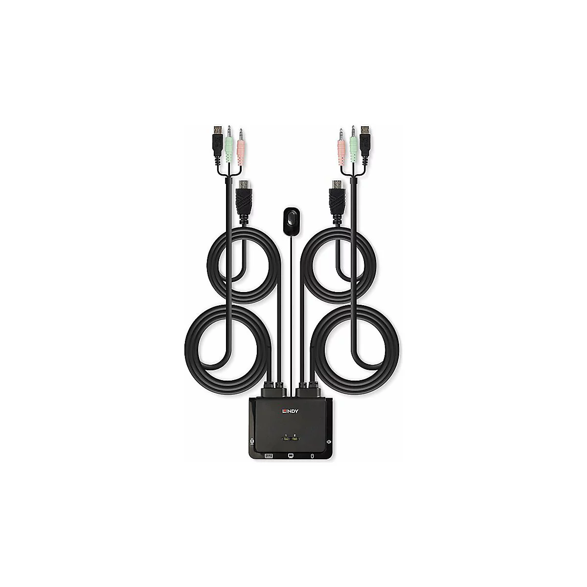 Lindy 2 Port HDMI 2.0, USB 2.0 & Audio Cable KVM Switch - KVM-/Audio-Switch - 2 Anschlüsse