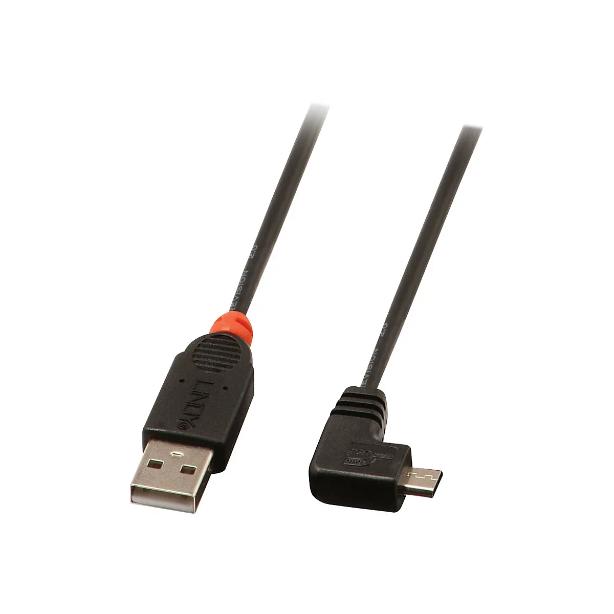 Câble USB noir avec connecteurs USB-A et micro-USB-B.