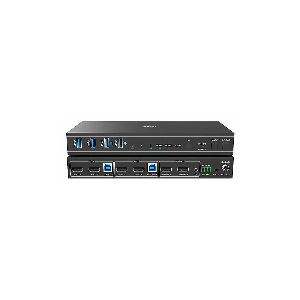 Lindy - KVM-/Audio-/USB-Switch - Dual-Head, HDMI 4K60, USB 3.0 - 2 x KVM/Audio/USB - 1 lokaler Benutzer - Desktop
