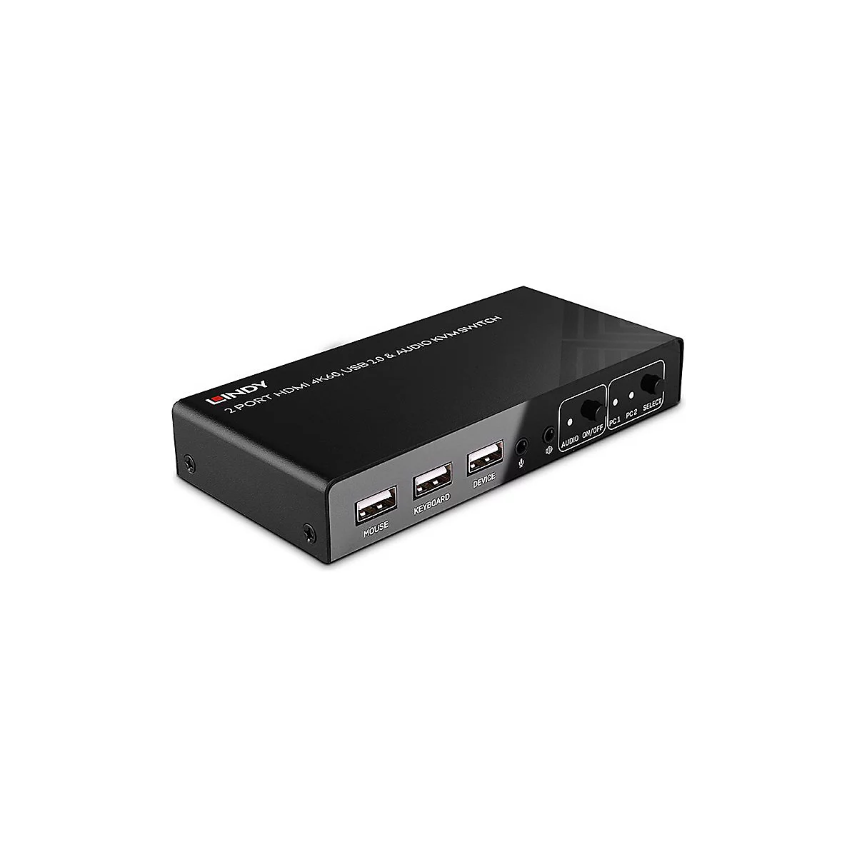 Lindy - KVM-/Audio-/USB-Switch - HDMI 4K60, USB 2.0 - 2 x KVM/Audio/USB - 1 lokaler Benutzer - Desktop
