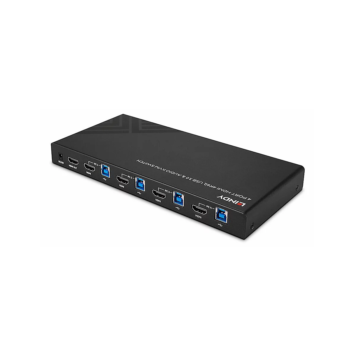 Lindy - KVM-/Audio-/USB-Switch - HDMI 4K60, USB 3.0 - 4 x KVM/Audio/USB - 1 lokaler Benutzer - Desktop