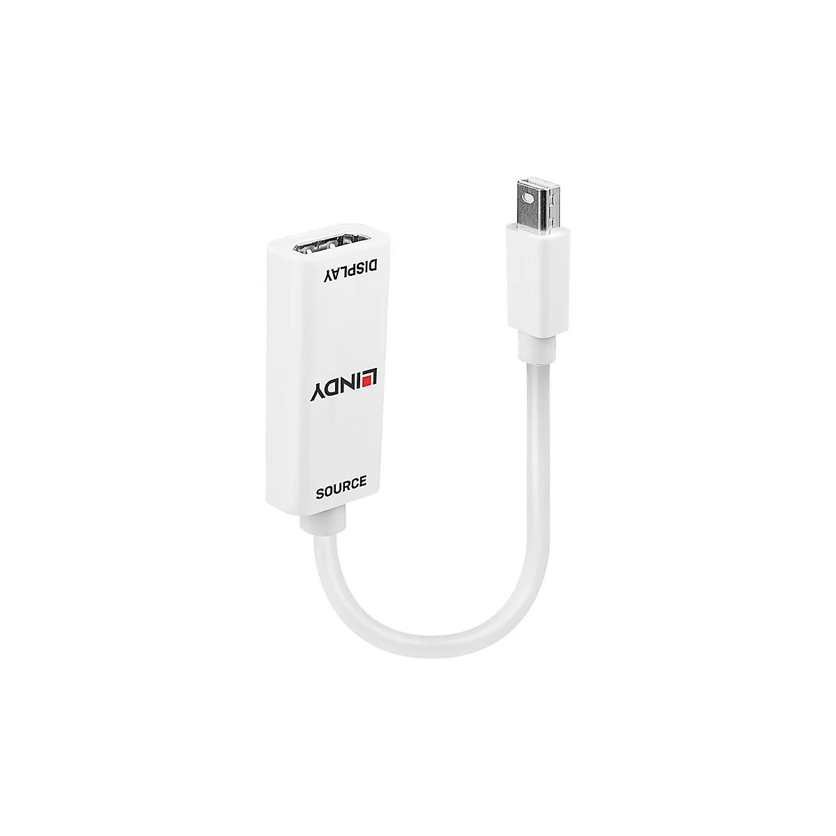 Weißer Adapter mit den Aufschriften 'LINDY', 'DISPLAY' und 'SOURCE'.
