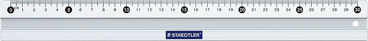 Lineal Staedtler Mars, für Rechtshänder, Länge 30 cm/300 mm, abriebfeste cm- & mm-Einteilung, mit Tuschekante, rutschfest, Aluminium, silber