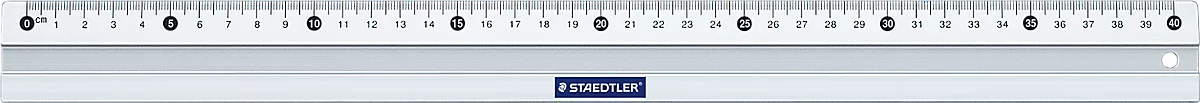 Lineal Staedtler Mars, für Rechtshänder, Länge 40 cm/400 mm, abriebfeste cm- & mm-Einteilung, mit Tuschekante, rutschfest, Aluminium, silber