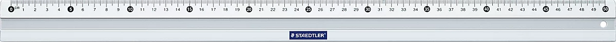 Lineal Staedtler Mars, für Rechtshänder, Länge 50 cm/500 mm, abriebfeste cm- & mm-Einteilung, mit Tuschekante, rutschfest, Aluminium, silber