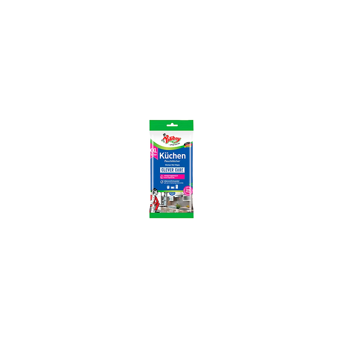 Lingettes humides pour la cuisine POLIBOY, format XXL pour plusieurs personnes, ne laisse pas de trace, convient à un usage alimentaire, 24 p.