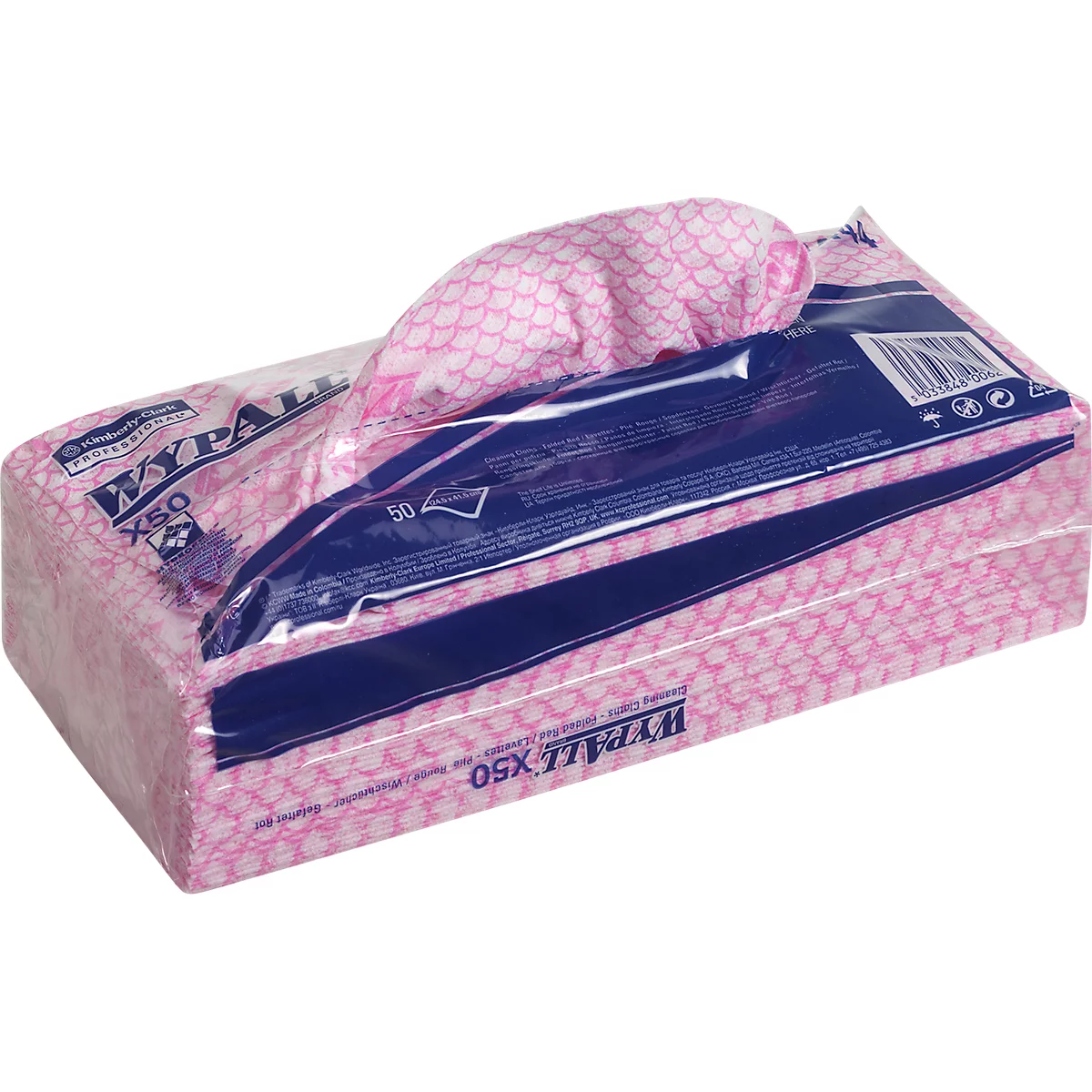 Lingettes WypAll® X50, L 247 x L 418 mm, Interfold, qualité alimentaire, 6 x 50 pièces, rouge