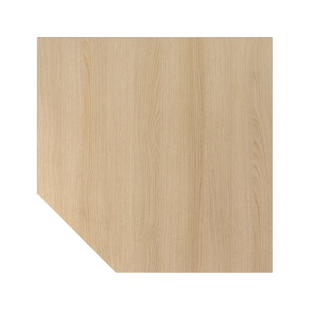 Close-up of a light beige wood surface with fine grain. A white area is in the lower left.