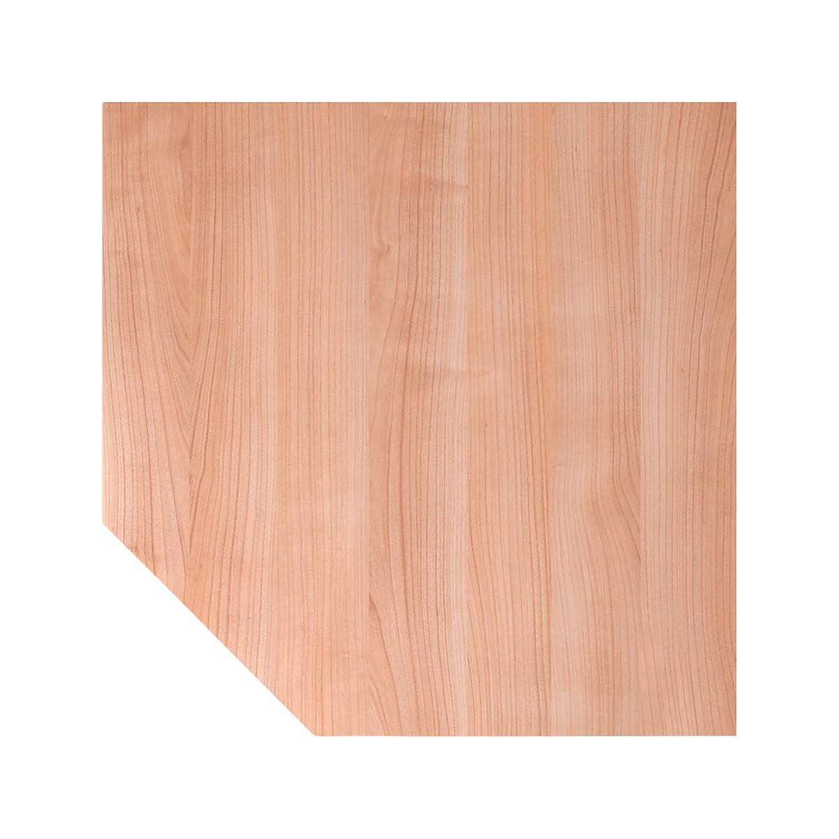 Close-up of a wood surface with light brown grain. A white edge cuts diagonally into the corner.