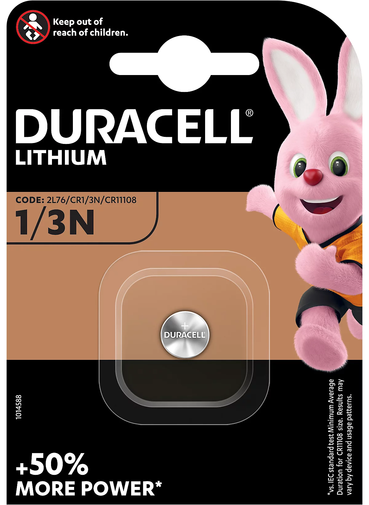Lithium Batterie Duracell CR 1/3N, Knopfzelle, 3V, 1 Stück