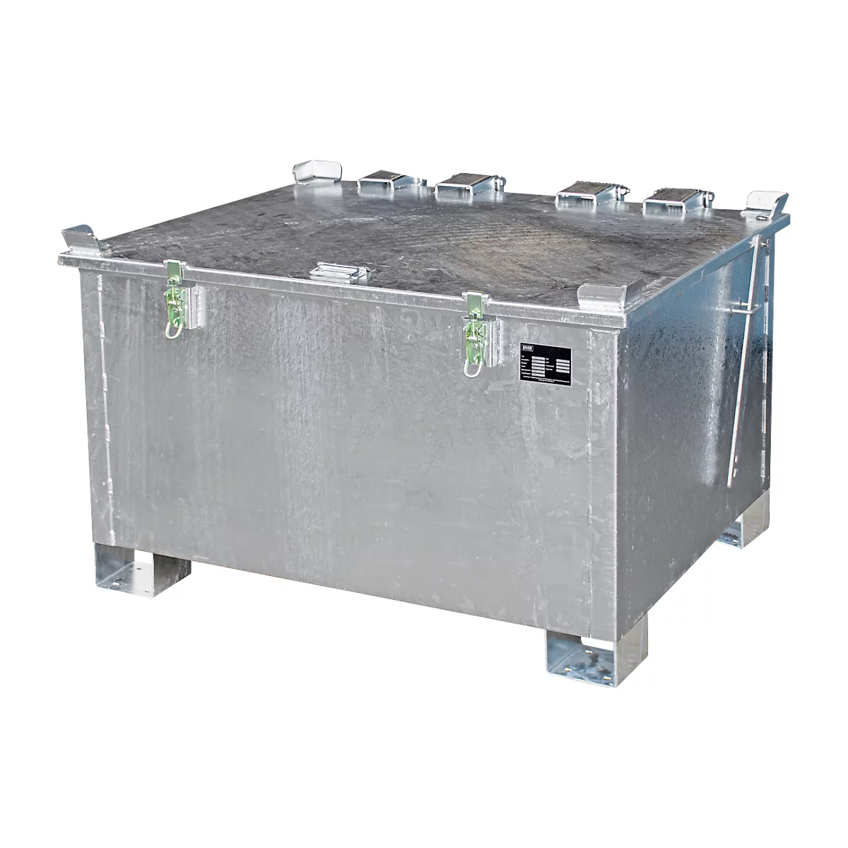 Lithium-ionen-magazijnbak LIL 280, plaatstaal, afsluitbaar deksel, 3-voudig stapelbaar, B 1200 x D 1000 mm,
