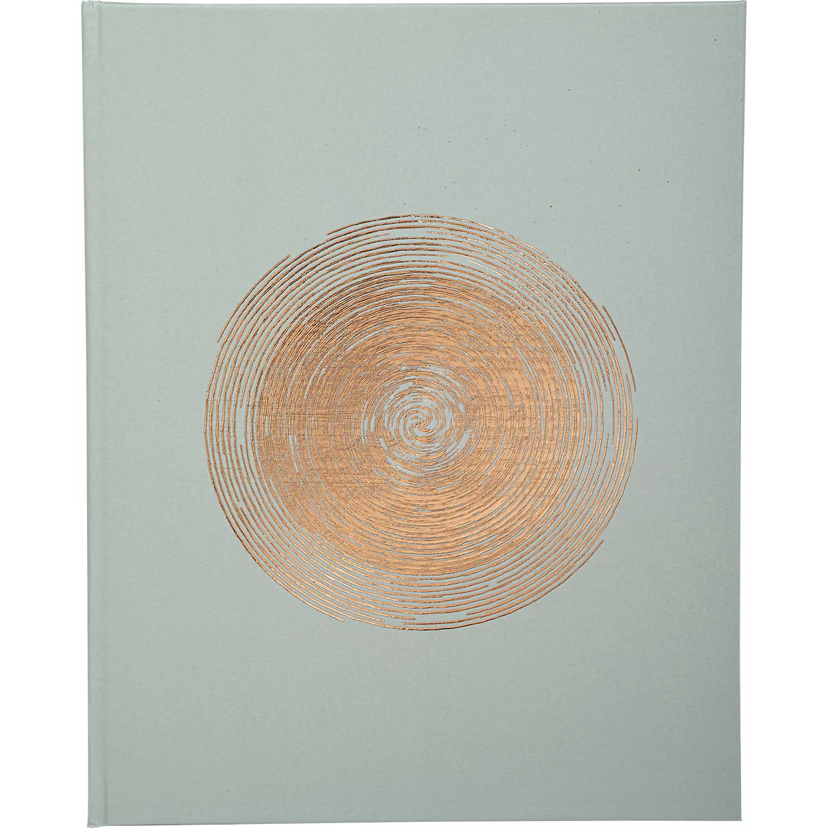 Carré bleu clair avec un motif en spirale en cuivre. La spirale est centrée au milieu de l'image.