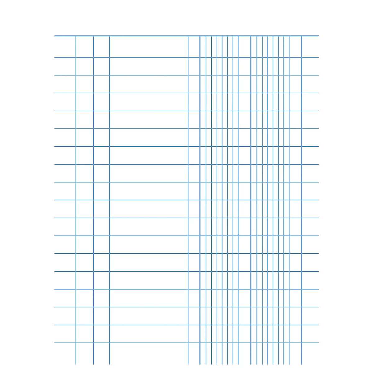 Une feuille quadrillée vierge, prête pour les notes, les calculs ou les dessins. Des lignes bleues forment une grille.