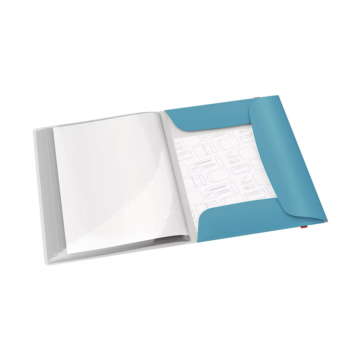 Livre de visualisation Leitz® Cosy, format A4, 20 pochettes transparentes pour 40 feuilles maximum, espace de rangement pour les feuilles volantes, polypropylène, bleu