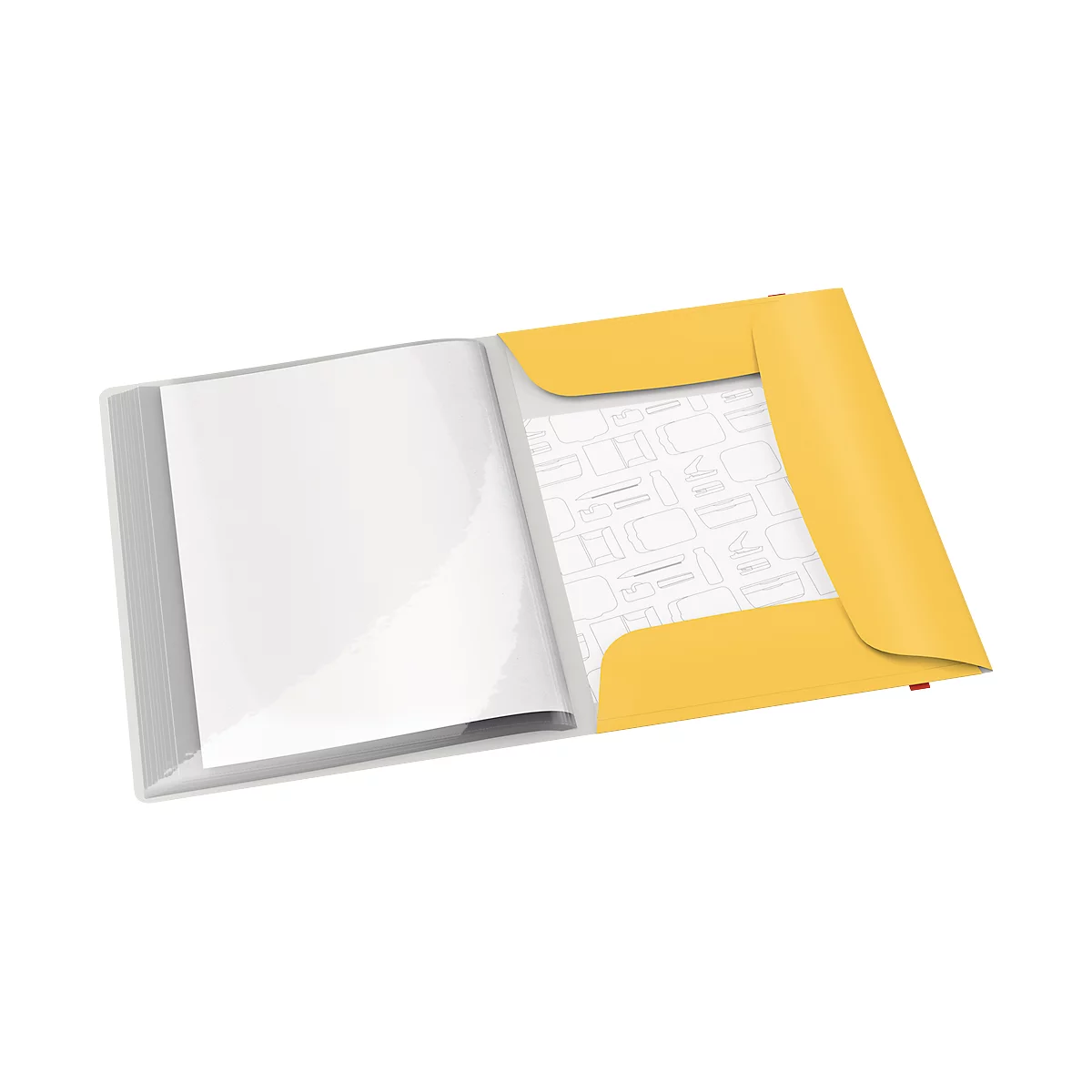 Livre de visualisation Leitz® Cosy, format A4, 20 pochettes transparentes pour 40 feuilles maximum, espace de rangement pour les feuilles volantes, polypropylène, jaune