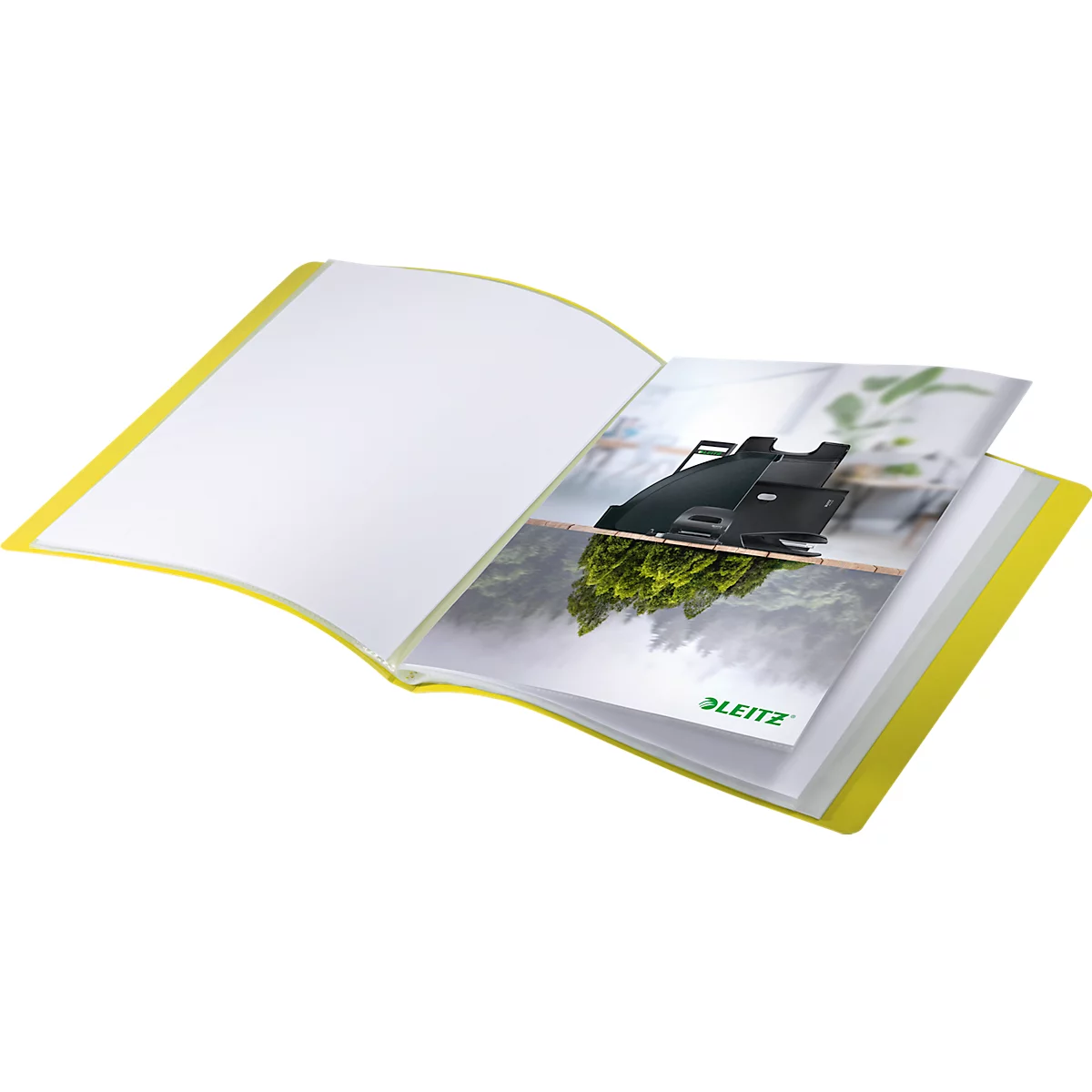 Livret de présentation Leitz® Recycle, A4, 40 pochettes transparentes indélébiles, jusqu'à 2 feuilles/pochette, étiquette au dos, 100 % recyclable, plastique, jaune