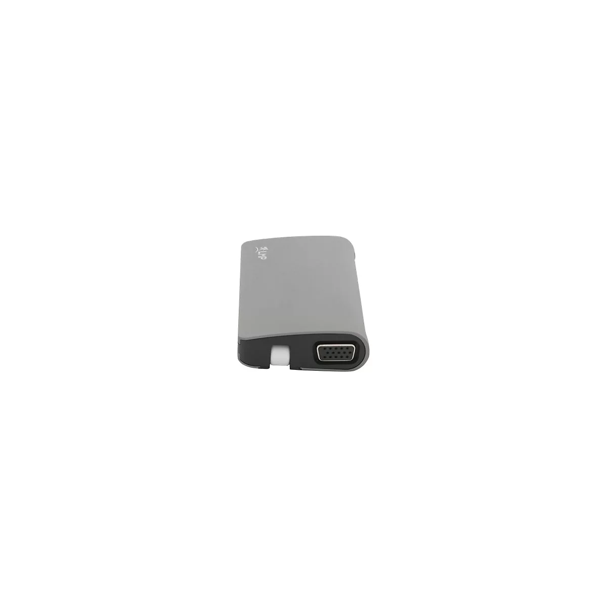 Grauer Adapter mit einem schwarzen Teil und einem VGA-Anschluss.
