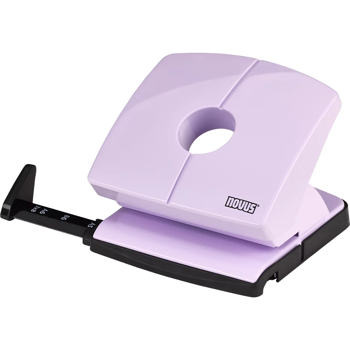 Locher NOVUS B 220, bis zu 20 Blatt, für A4/A5/A6/B5/B6/US/3x8/Folio, Anschlagschiene, Vollmetall & Kunststoff, pretty-lilac