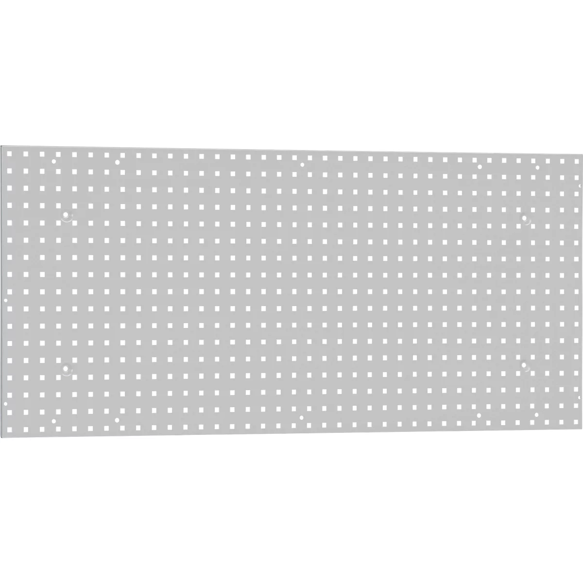 Lochplatte WFI, Wandmontage, Lochgröße 9 x 9 mm & Lochabstand 38 mm, L 1150 x H 750 mm, Stahlblech, lichtgrau RAL 7035