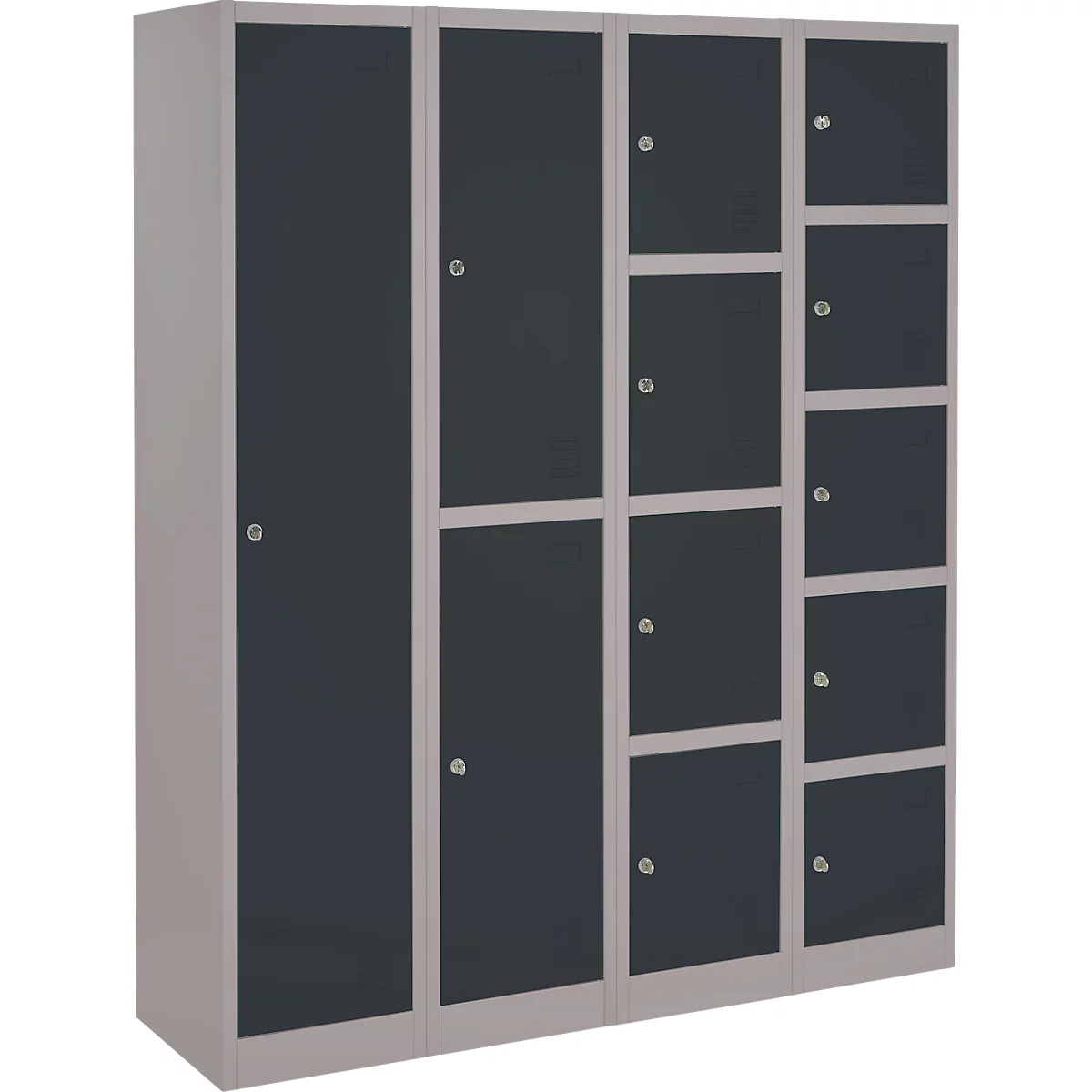 Lockerkast, staal, cilinderslot, met etikethouder, 1 compartiment, licht zilver/antraciet RAL 7016