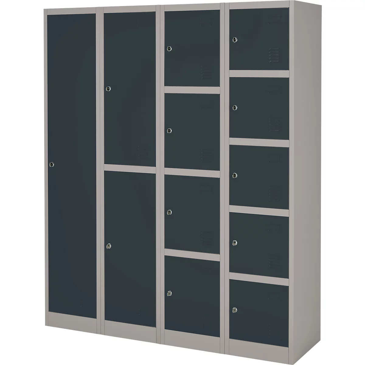 Lockerkast, staal, cilinderslot, met etikethouder, 1 compartiment, licht zilver/antraciet RAL 7016