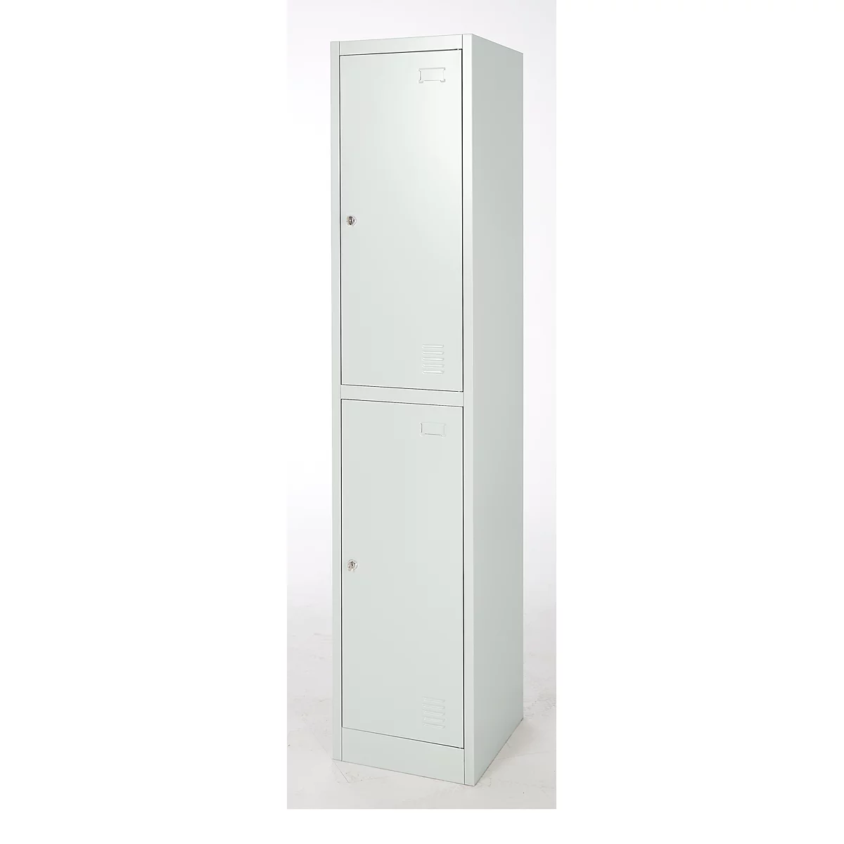 Lockerkast, staal, cilinderslot, met etikethouder, 2 compartimenten, lichtgrijs RAL 7035/lichtgrijs RAL 7035