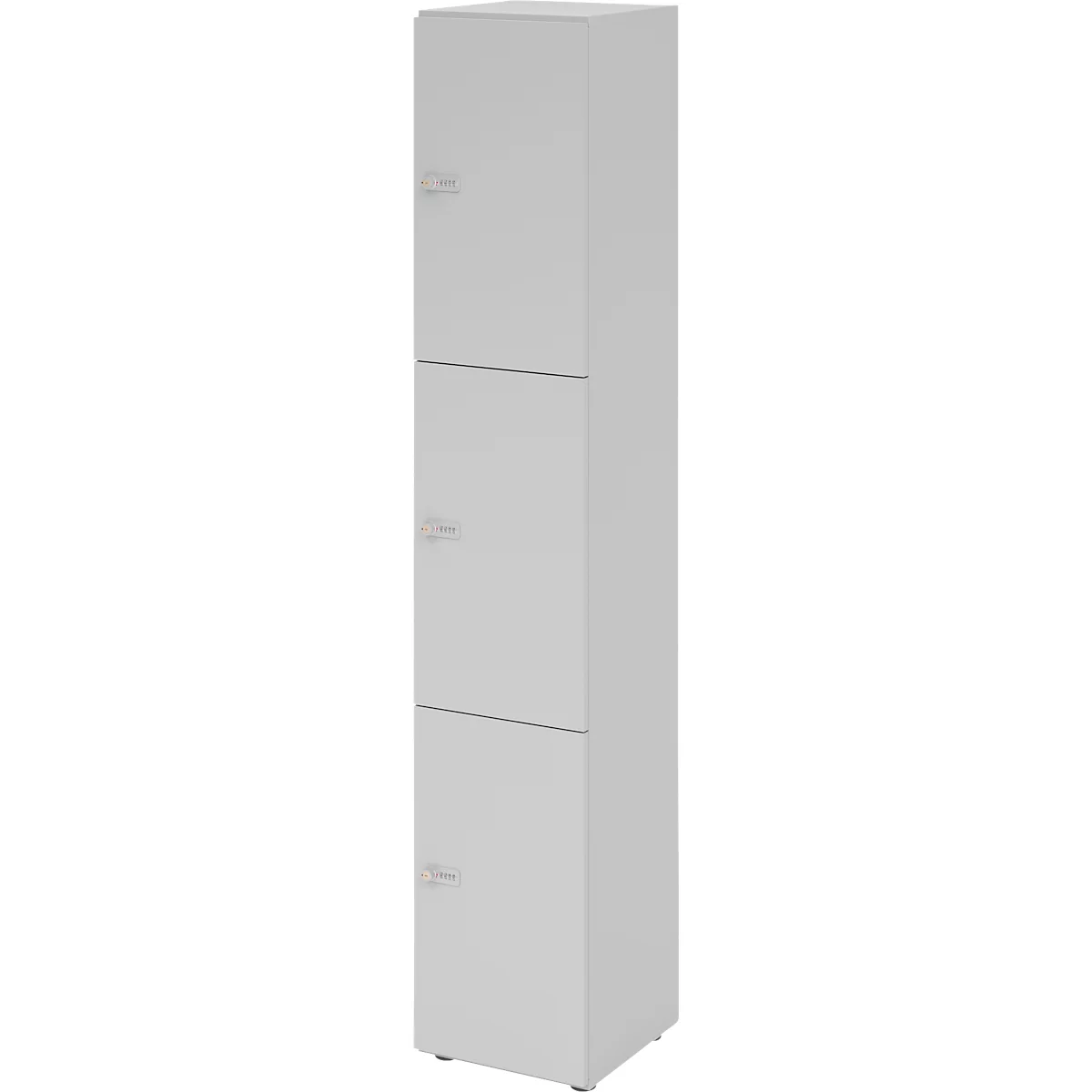 Lockerkast Topas Line, 6 dossierhoogtes, 3 compartimenten, cijferslot, B 400 x D 420 x H 2156 mm, grijs/grijs