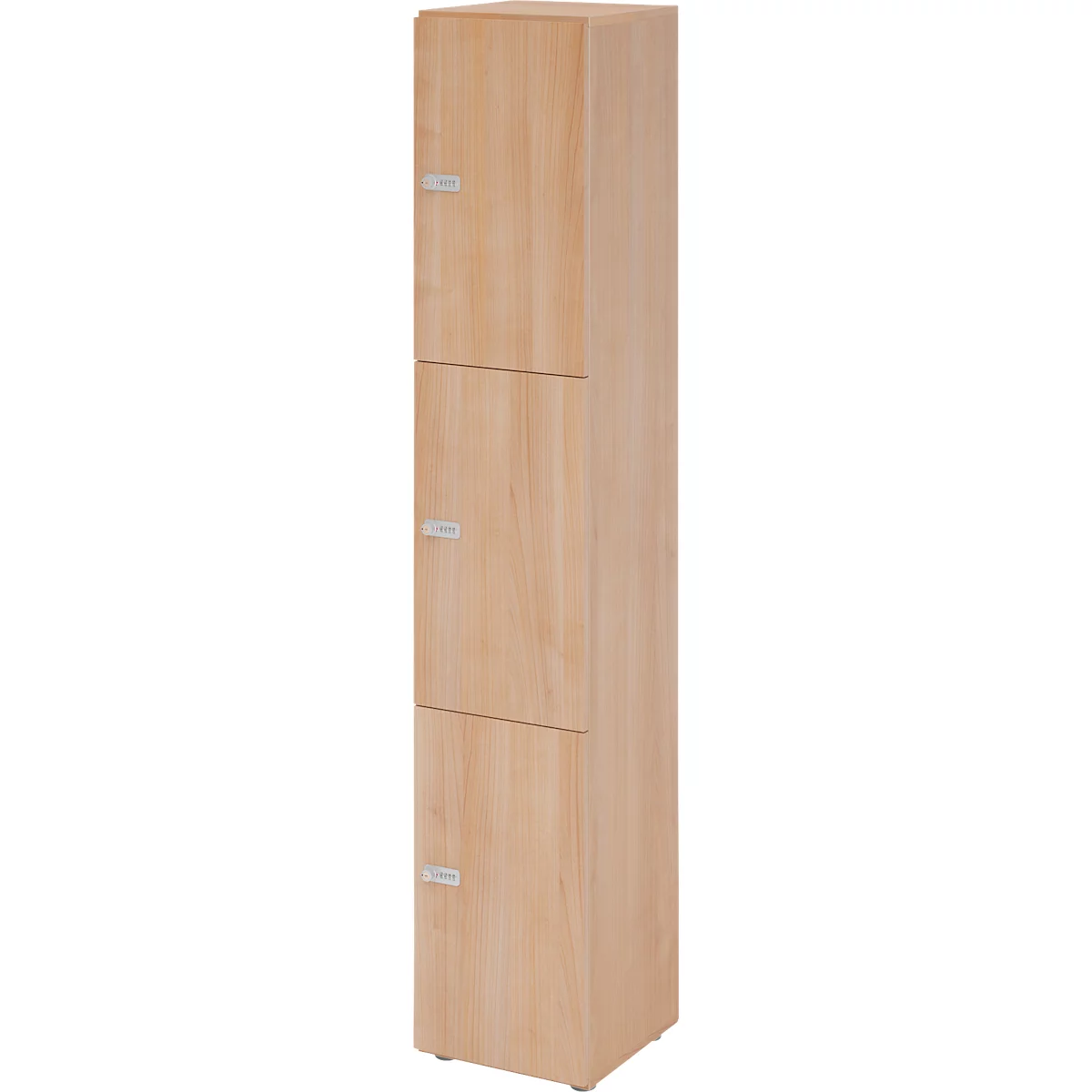 Lockerkast Topas Line, 6 dossierhoogtes, 3 compartimenten, cijferslot, B 400 x D 420 x H 2156 mm, notenhout/walnoot