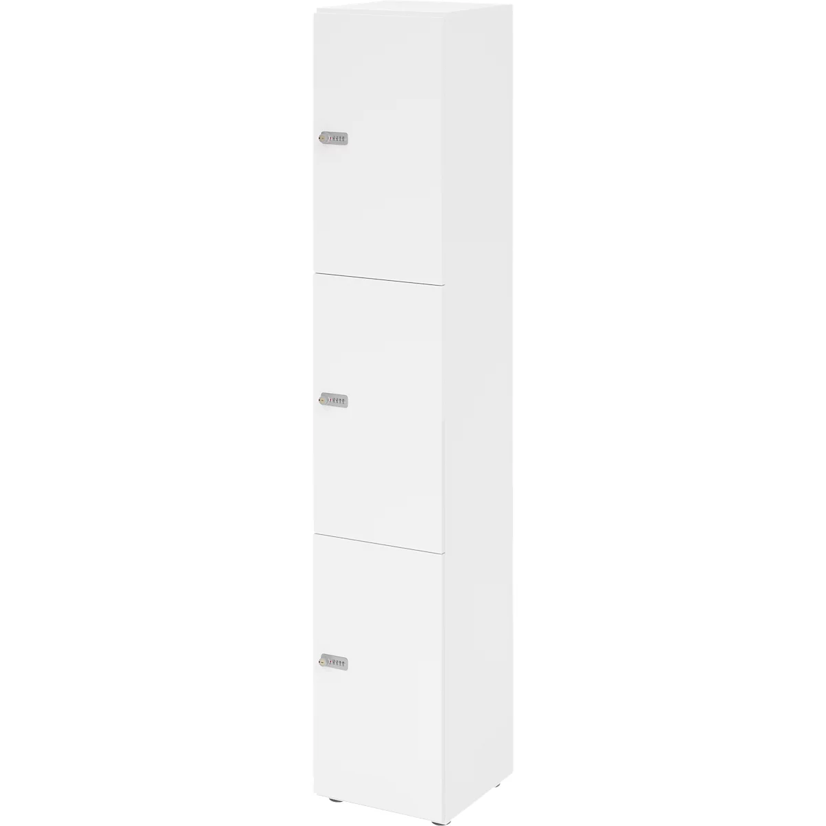 Lockerkast Topas Line, 6 dossierhoogtes, 3 compartimenten, cijferslot, B 400 x D 420 x H 2156 mm, wit/wit
