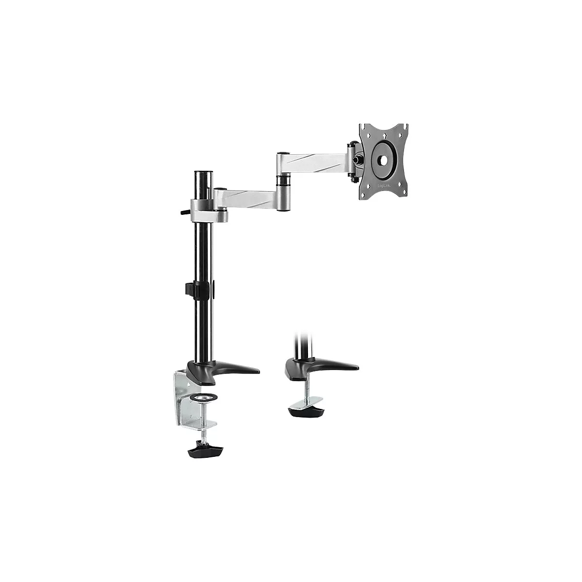LogiLink - Befestigungskit - einstellbarer Arm - für Monitor - metallisch grau