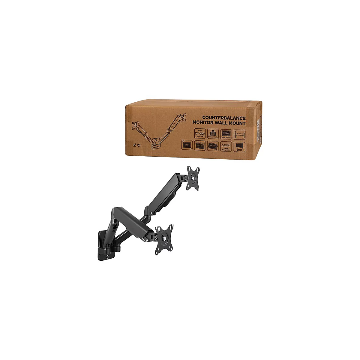 LogiLink - Befestigungskit - Gasfeder - für 2 LCD-/Plasma-Konsolen - Kunststoff, Stahl, Aluminium - Schwarz