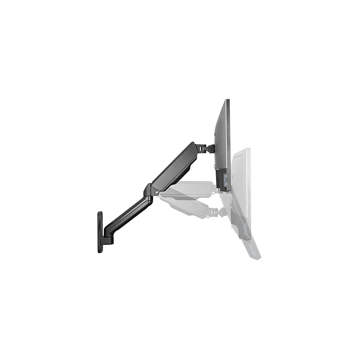 LogiLink - Befestigungskit (Wandmontage) - Gasfeder - für Monitor / Curved-Monitor - Kunststoff, Stahl, Aluminium - Schwarz