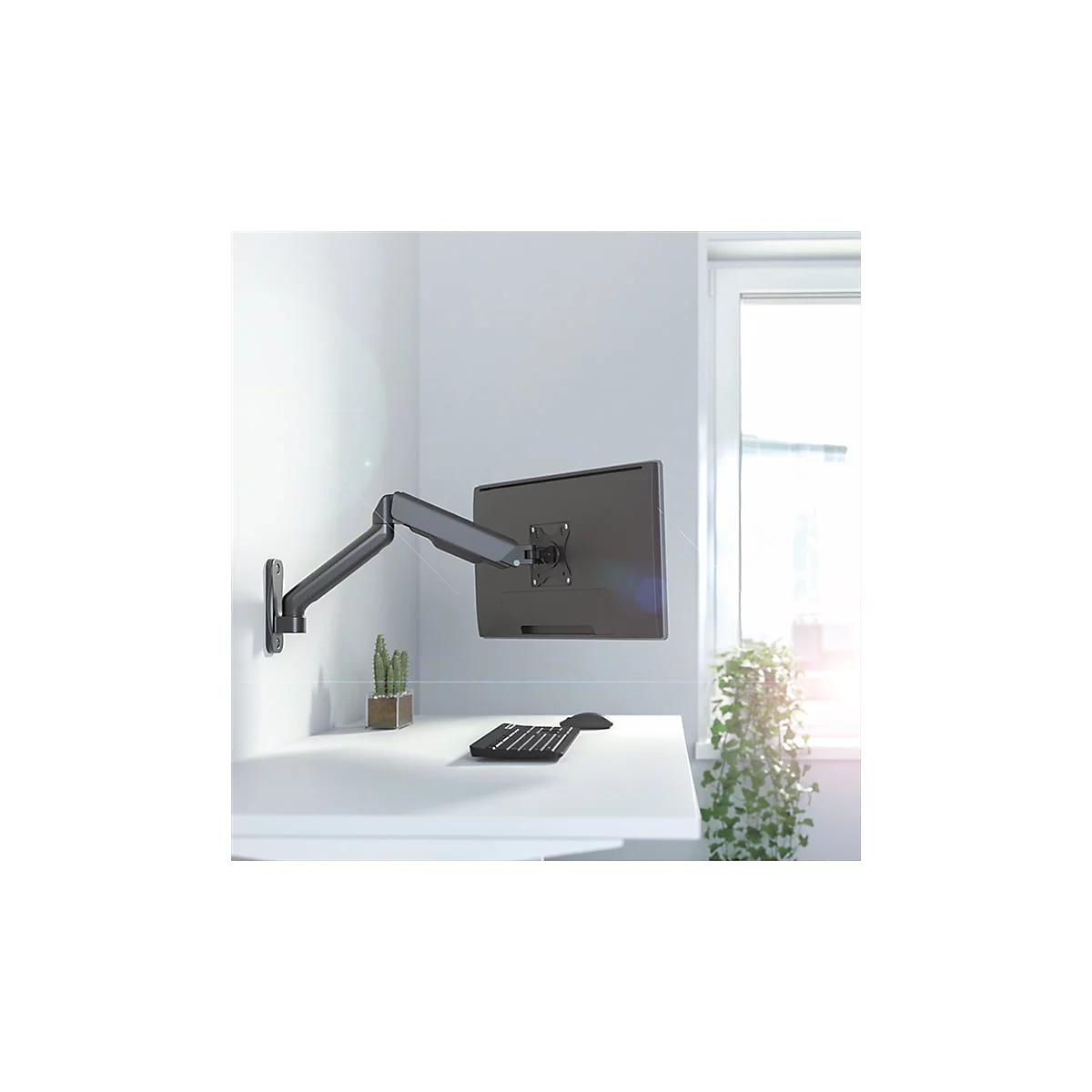 LogiLink - Befestigungskit (Wandmontage) - Gasfeder - für Monitor / Curved-Monitor - Kunststoff, Stahl, Aluminium - Schwarz
