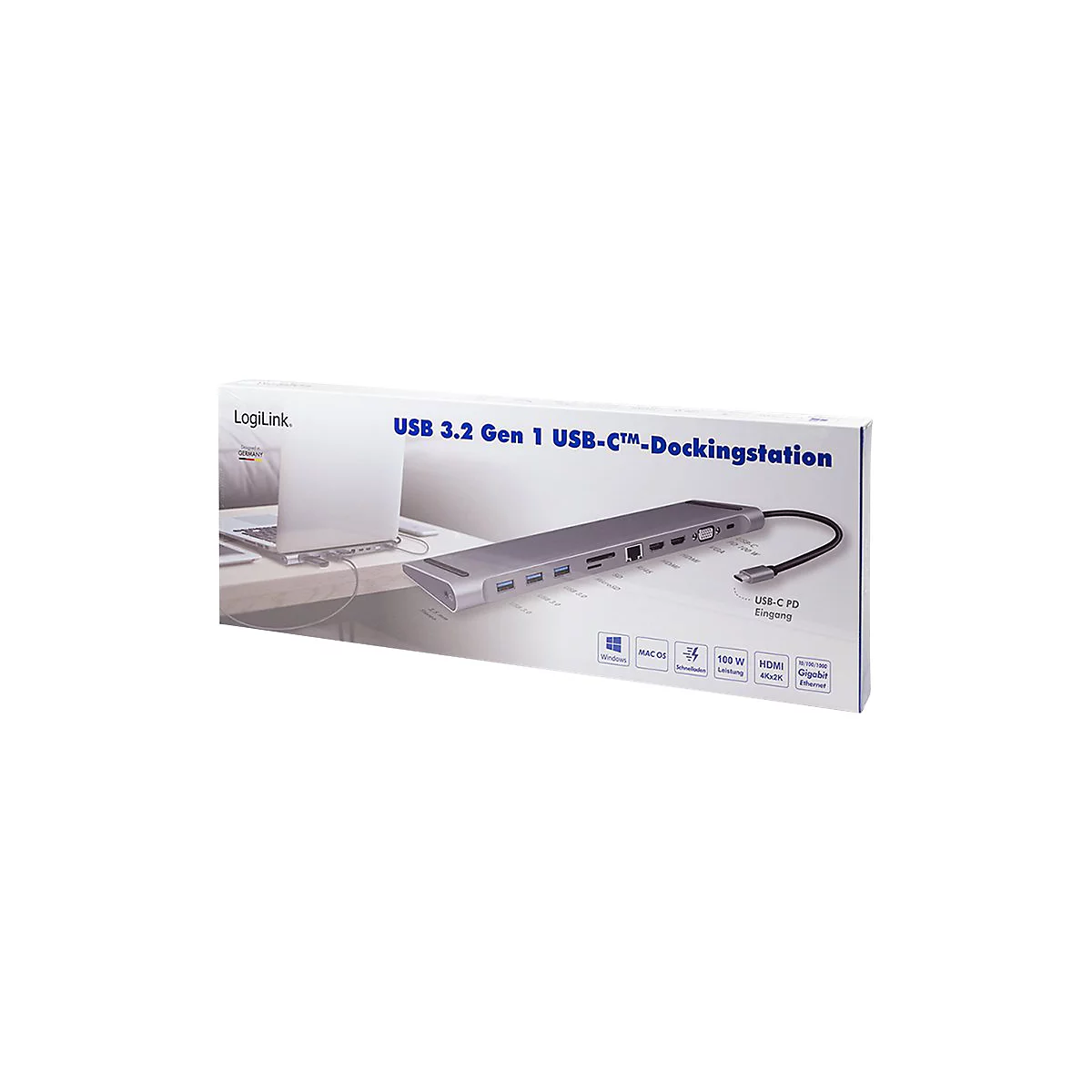 LogiLink - Dockingstation - USB-C 3.2 Gen 1 - 2 x HDMI, VGA - 1GbE