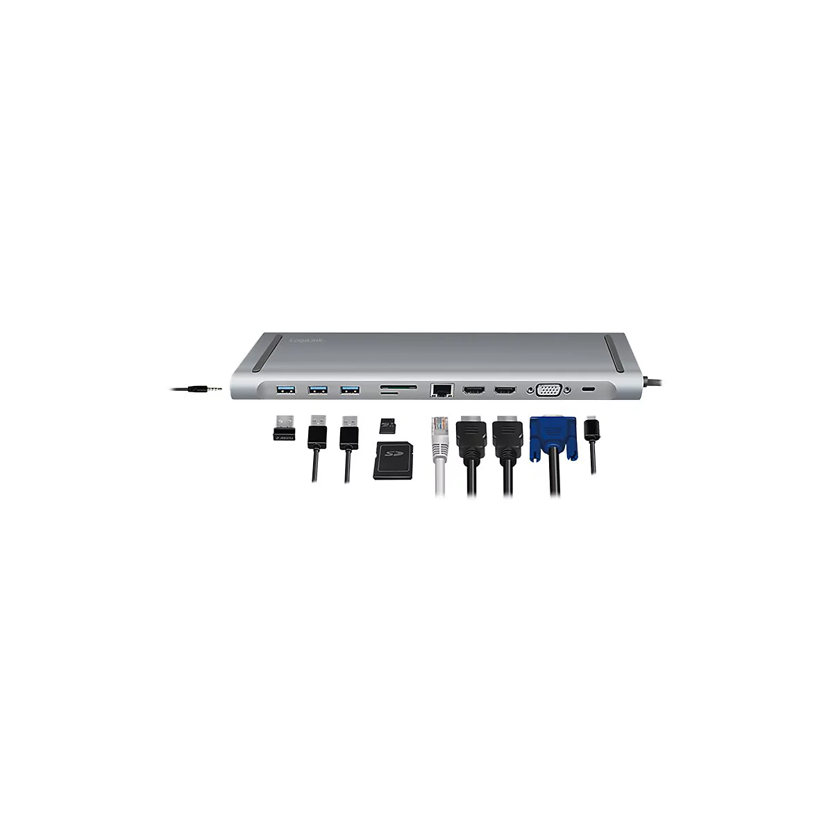 LogiLink - Dockingstation - USB-C 3.2 Gen 1 - 2 x HDMI, VGA - 1GbE