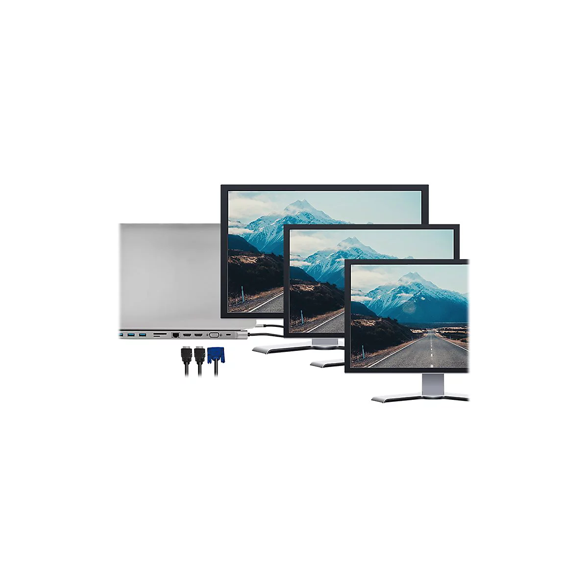 LogiLink - Dockingstation - USB-C 3.2 Gen 1 - 2 x HDMI, VGA - 1GbE