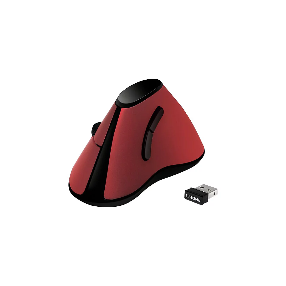 LogiLink Ergonomic Vertical - vertikale Maus - 2.4 GHz - Rot