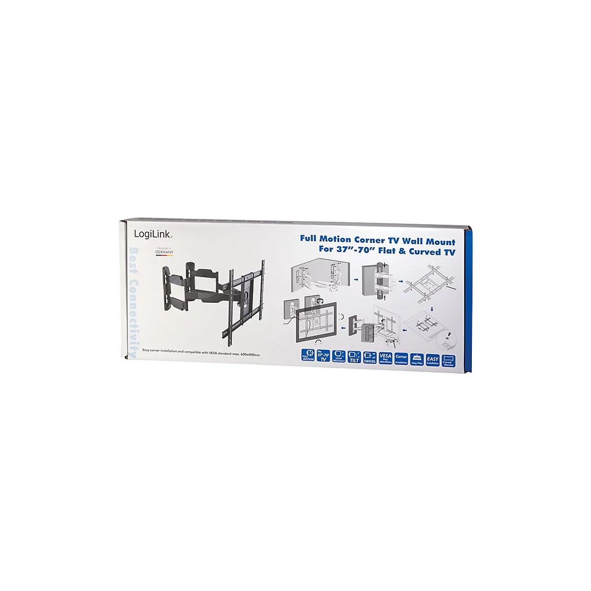 LogiLink Full Motion Corner TV Wall Mount - Aufstellung - einstellbarer Arm - für Fernseher und Monitor