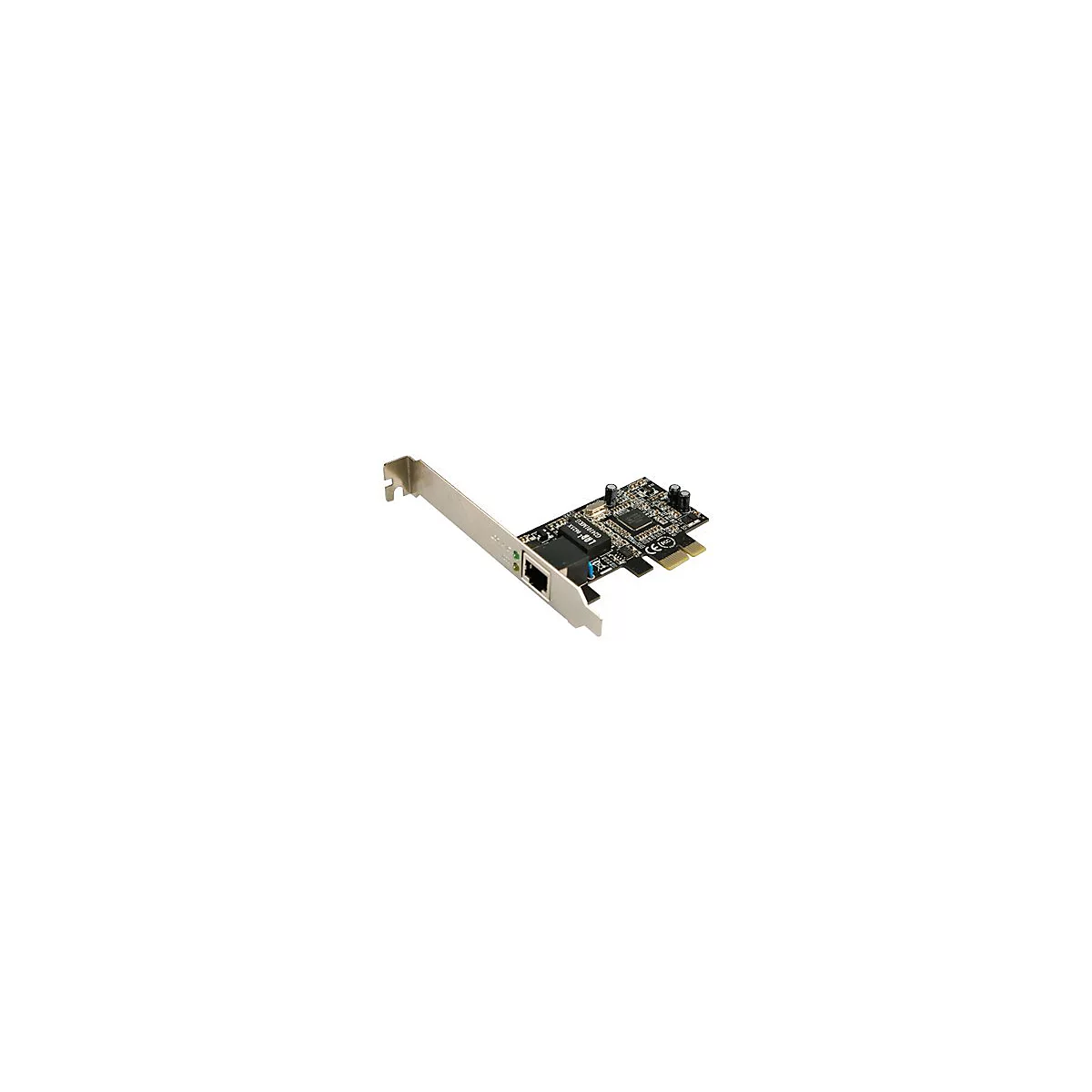 Netzwerkkarte mit RJ45-Anschluss und Leiterplatte.